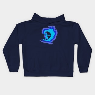 Surfer Catches a Wave Kids Hoodie